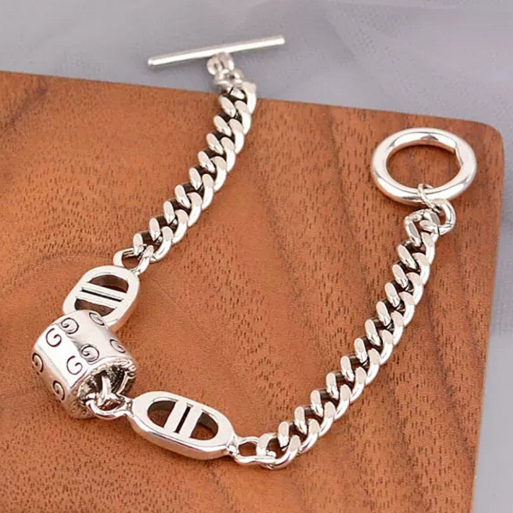 Double D Sterling Silver Chain Link Bracelet - Picture 5 of 6